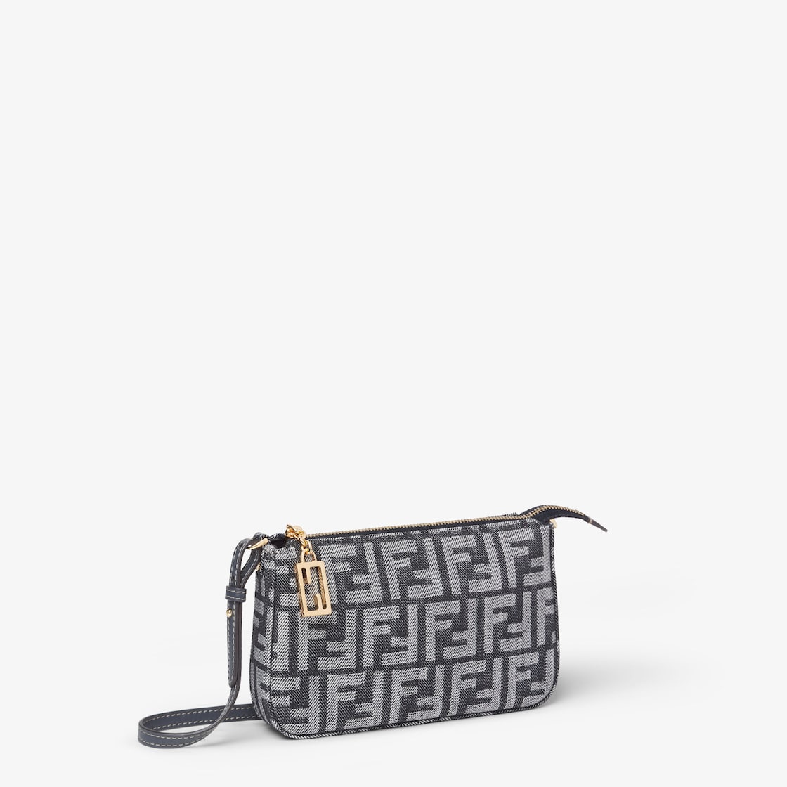 FENDI Baguette Pouch Dark blue denim-effect FF jacquard pouch - Image 3